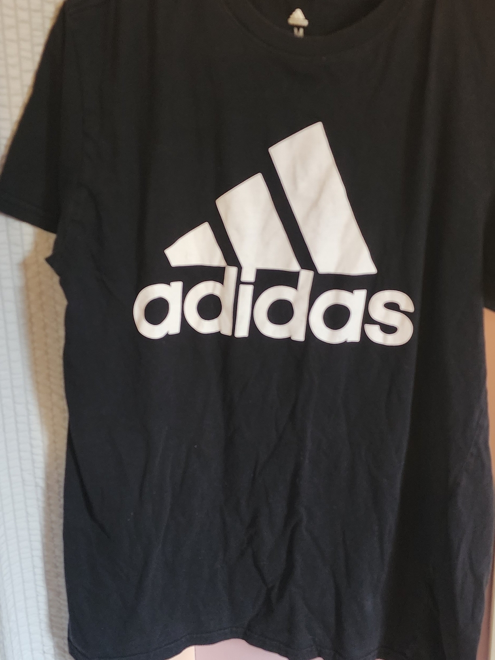 adidas Black Tee with Large White Logo